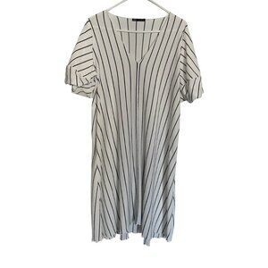 Zara V-neck Black and White Striped Dress